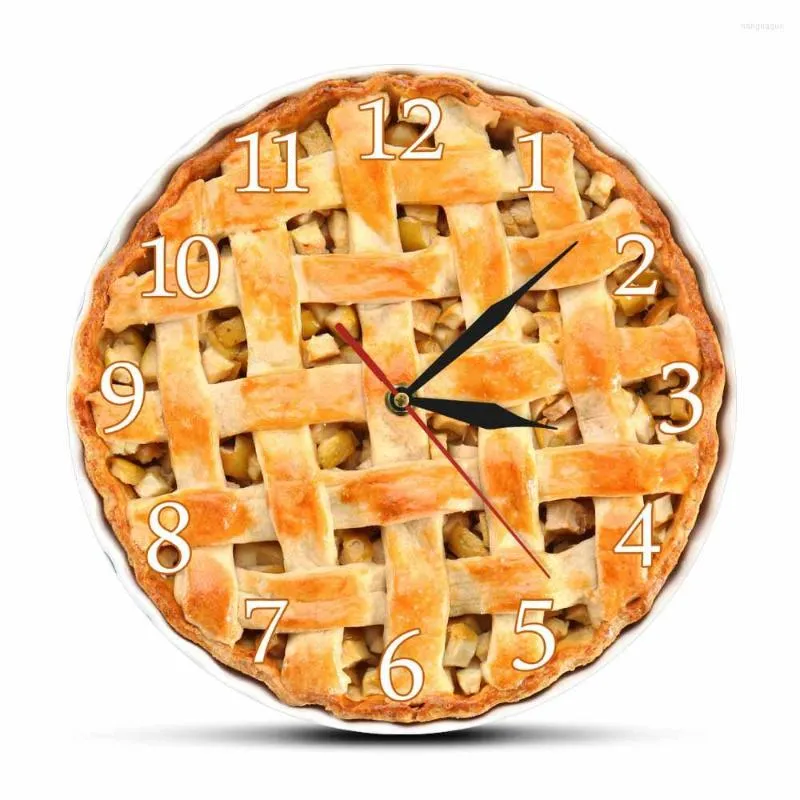 Wall Clocks Delicious Homemade Apple Pie Acrylic Printed Clock Sweet Food Desserts Modern Dining Room Decor Art Hanging Watch