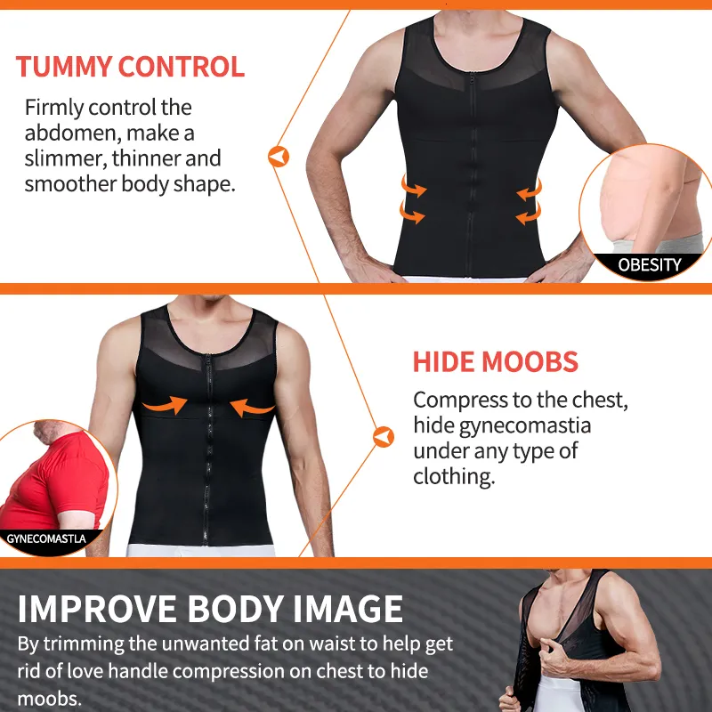 Vita Tummy Shaper Camicia A Compressione Toracica Da Uomo Gilet