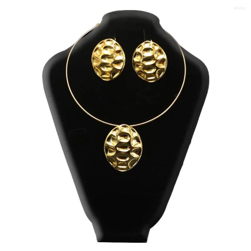 Halskette Ohrringe Sunnesa 18K Gold Farbe Dubai Schmuck für Frauen Luxus Halsketten Weihnachtsgeschenk Afrikanischer Brautschmuck