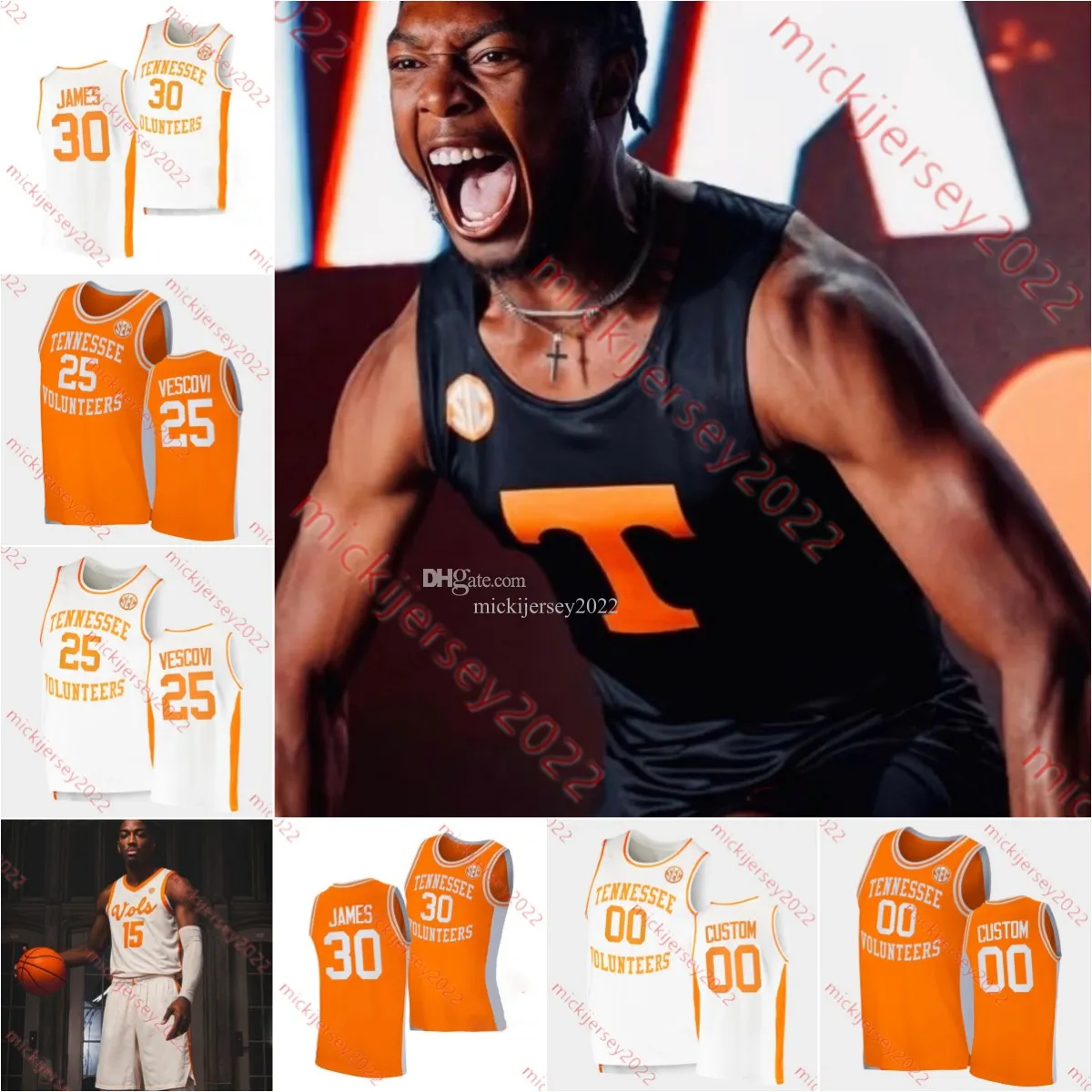 Drew Pember Tennessee Basketball Jersey Brock Jancek Cole Morris John Fulkerson Justin Powell Tennessee Volunteers jerseys