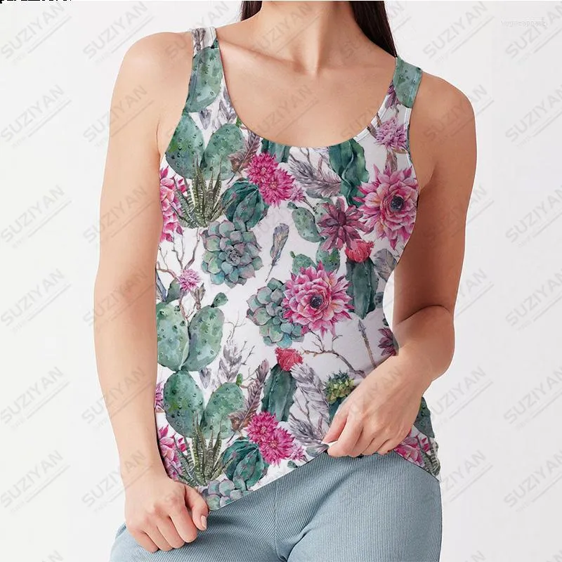 Women's Tanks Fashion Women's Sleeveless Flower T-shirt Printing Casual Summer Selling Temperament Tank Top Large