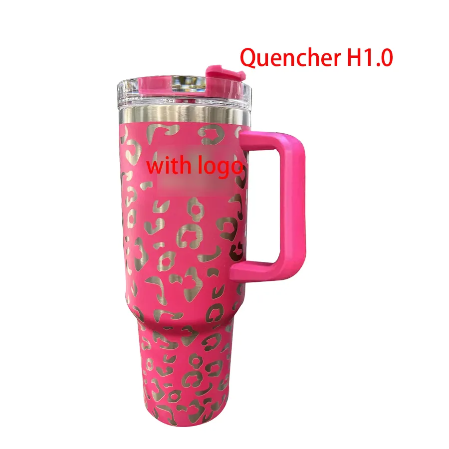 Leopard Print Insulated Zonegrace Tumblers With Handle And Straw