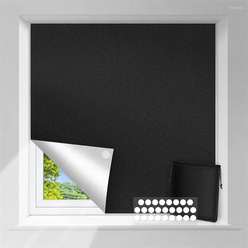 Curtain Portable Travel Blackout Non-perforated Temporary Nano-adhesive Full-blackout Silver-coated Black Cloth