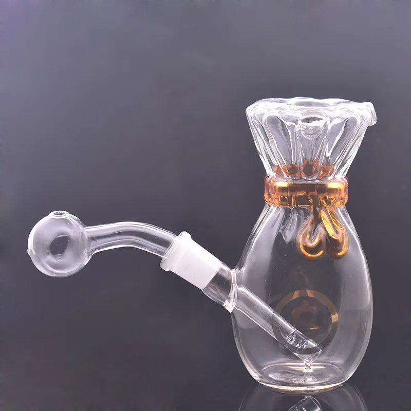 New Design Hookah Beaker Glass Oil Burner Bong Water Pipes Thick Material  For Smoking Money Bag Shape Hand Smoking Water Pipe With 14mm Male Glass  Oil Burner Pipe From Dunkin02, $6.27