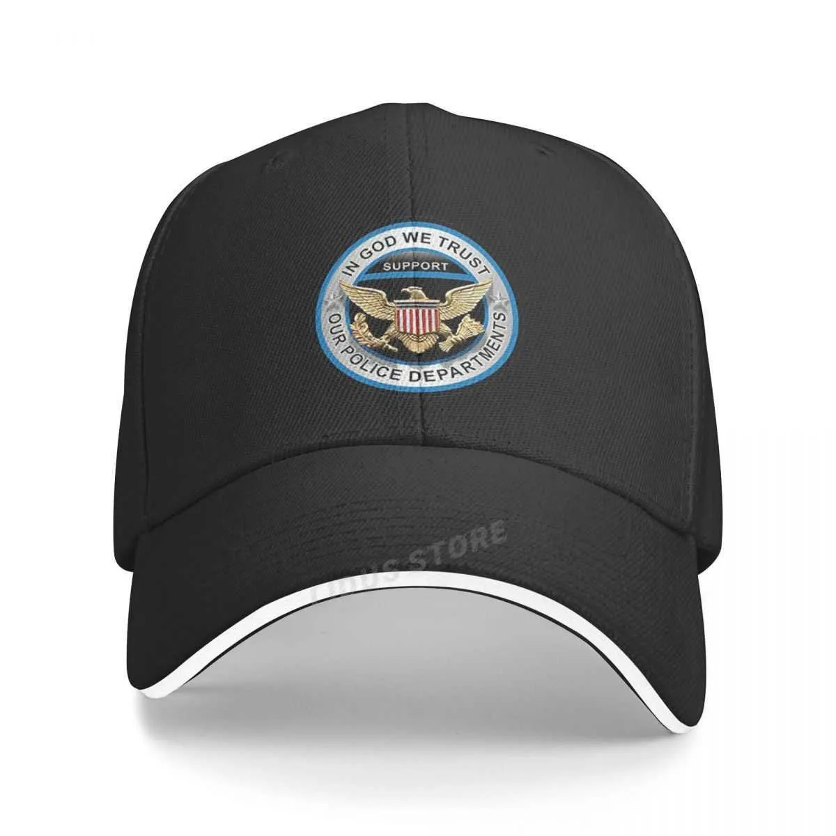 Snapbacks em Deus, confiamos em apoiar nosso departamento de polícia USA Baseball Cap Moda dos EUA Eagle Hat Hat Hat Summer Snapback Chapéus Snapback Bone P230512