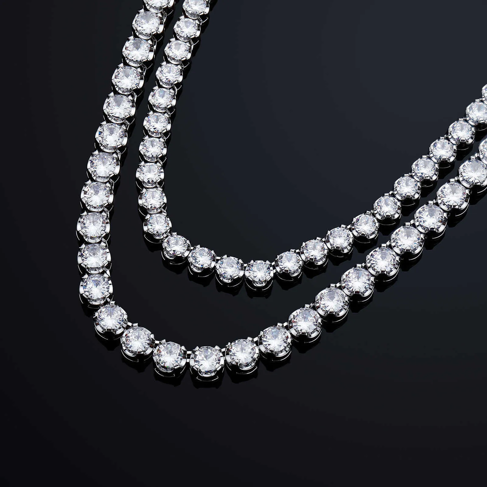 5mm Tennis Chain Necklace for Men and Women, Hip-Hop Single Row Full ...