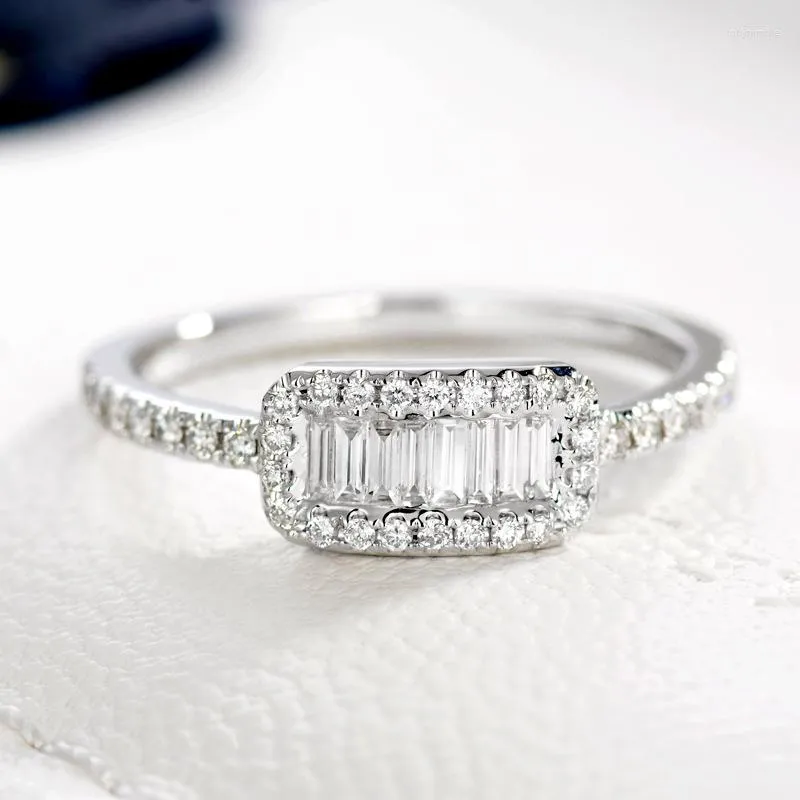 925 Sterling Silver Cluster Diamond ring camera for Women Fine Wedding Jewelry