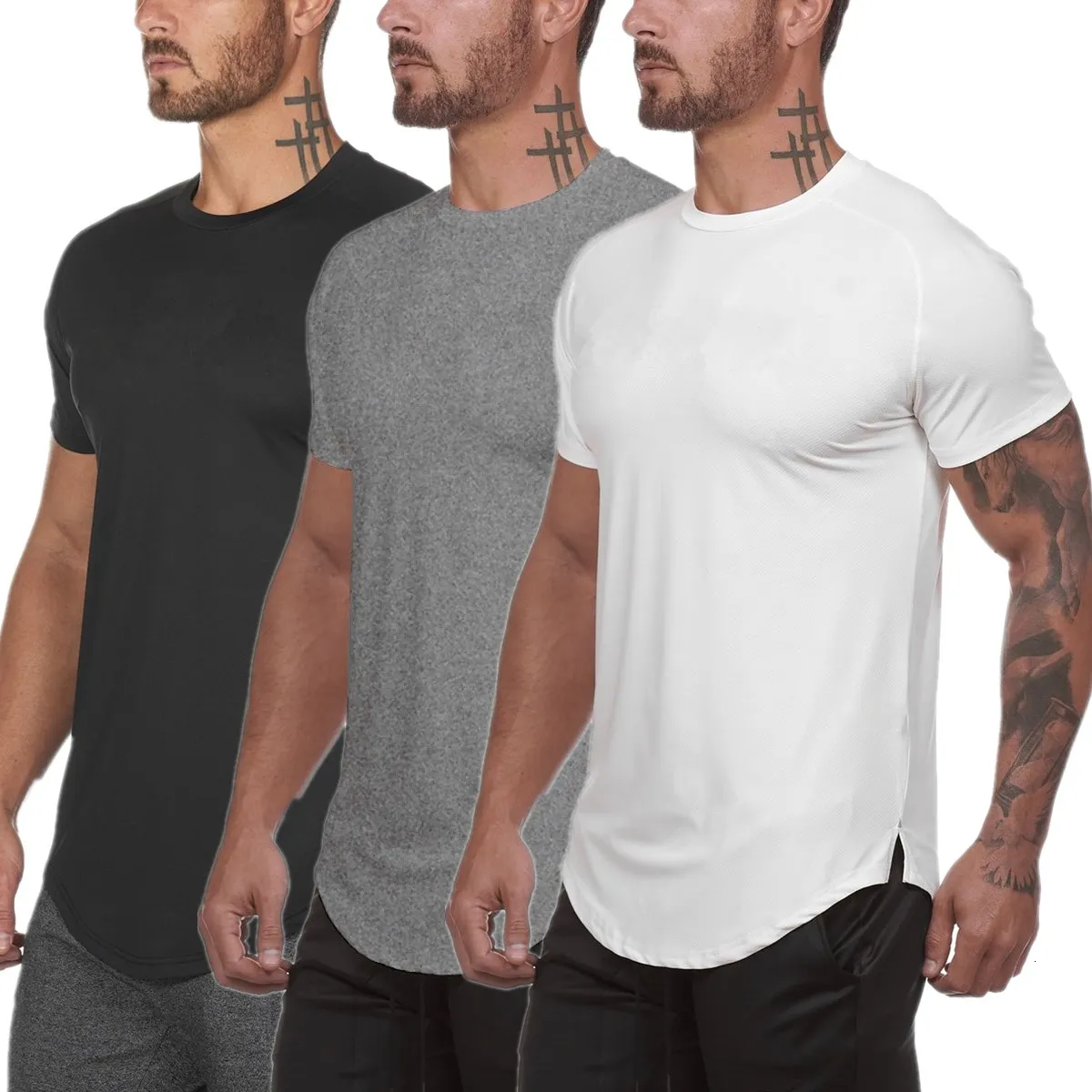 T-shirts T-shirts voor heren T-shirt Men Korte mouw T-shirt Casual Blank Slim T-shirt Male fitness Bodybuilding Workout T-shirt Tops Zomerkleding 230512