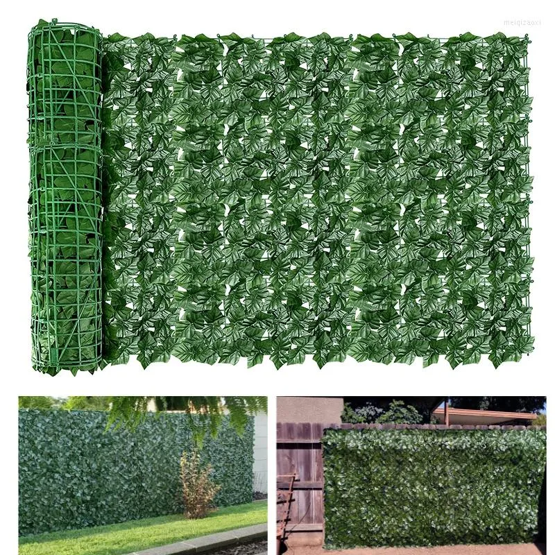 Fleurs décoratives Artificielle Lierre Clôture Plante Herbe Mur Haie Panneaux Feuille Verte Écran De Confidentialité Pour La Maison Intérieur Extérieur Jardin Balcon