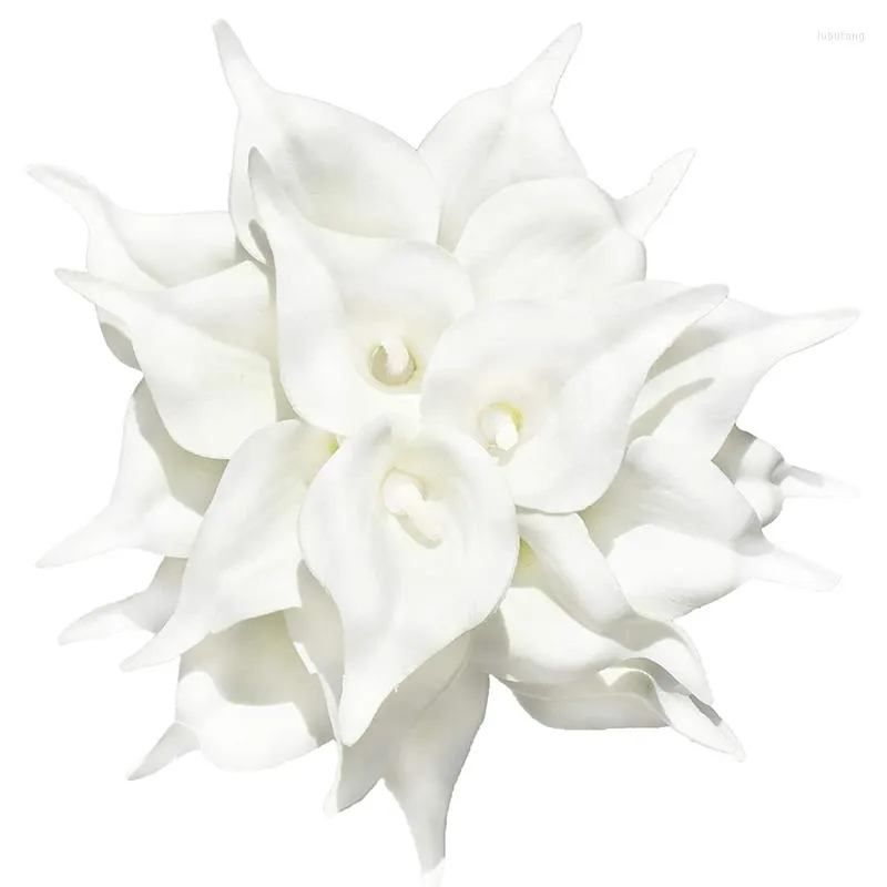 Flores decorativas 20 PCS CALLA branca artificial com materiais macios para decoração de cozinha em casa