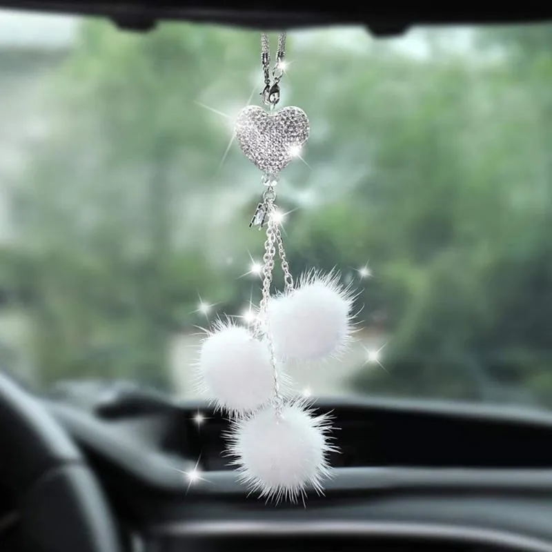 Décorations intérieures miroir de voiture accessoires suspendus boules en peluche pendentif ornement chanceux