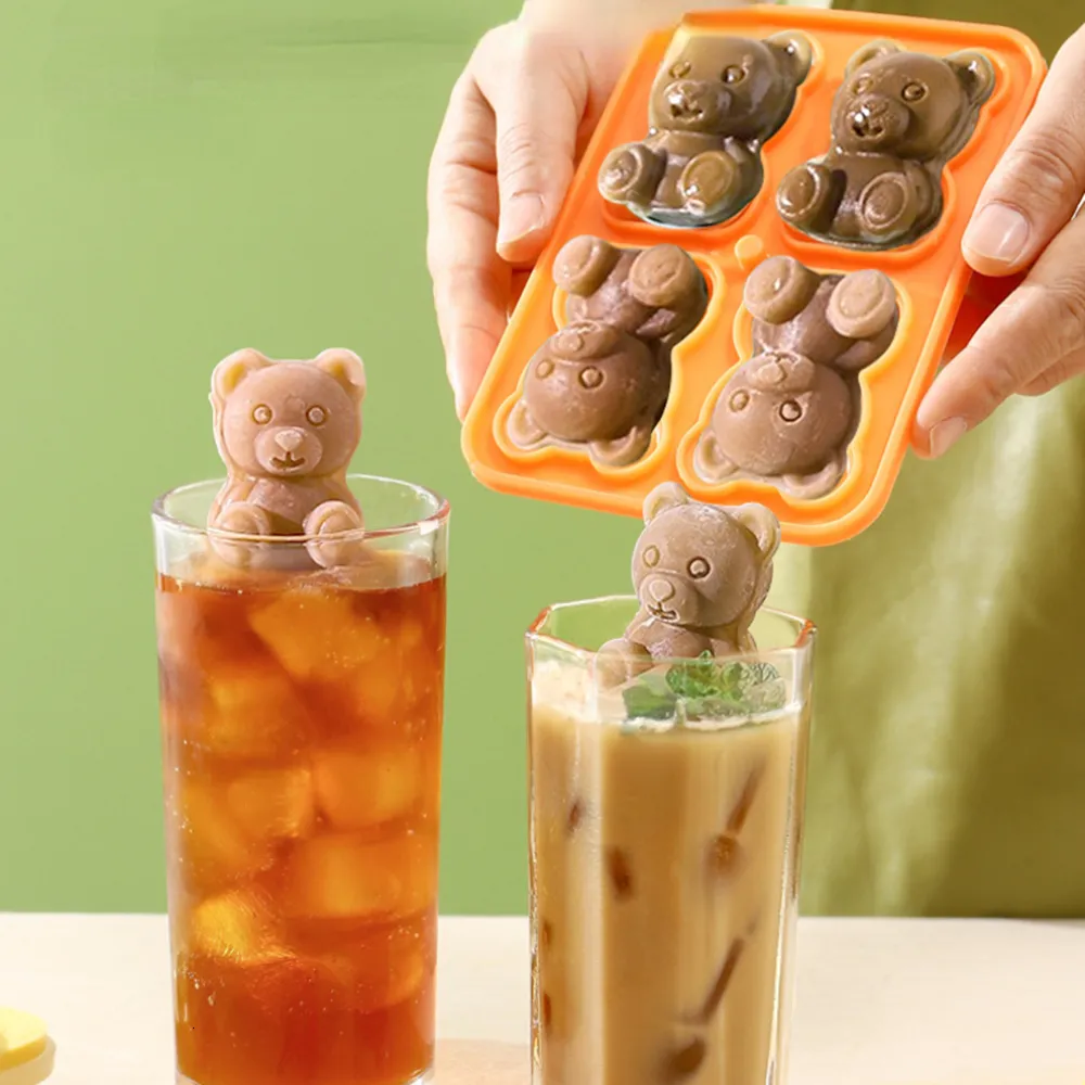 New - 3D Cartoon Teddy Bear Ice Cube Tray Mold, DIY Tool Silicone