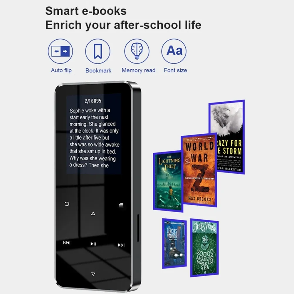 1,8 inch touchscreen mp3 mp4 speler hifi muziekspeler Bluetooth 5.0 ondersteunt kaart e-book draagbare student walkman met FM Radio