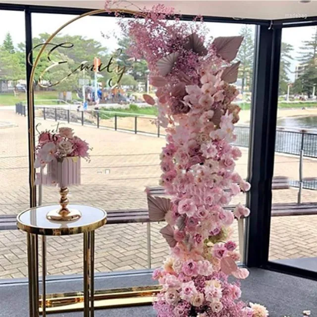 Feestdecoratie geen grote tafel) voortreffelijke gouden cirkelvormige boog roestvrij staal mariage achtergrondstandaard bruiloft yudao1947