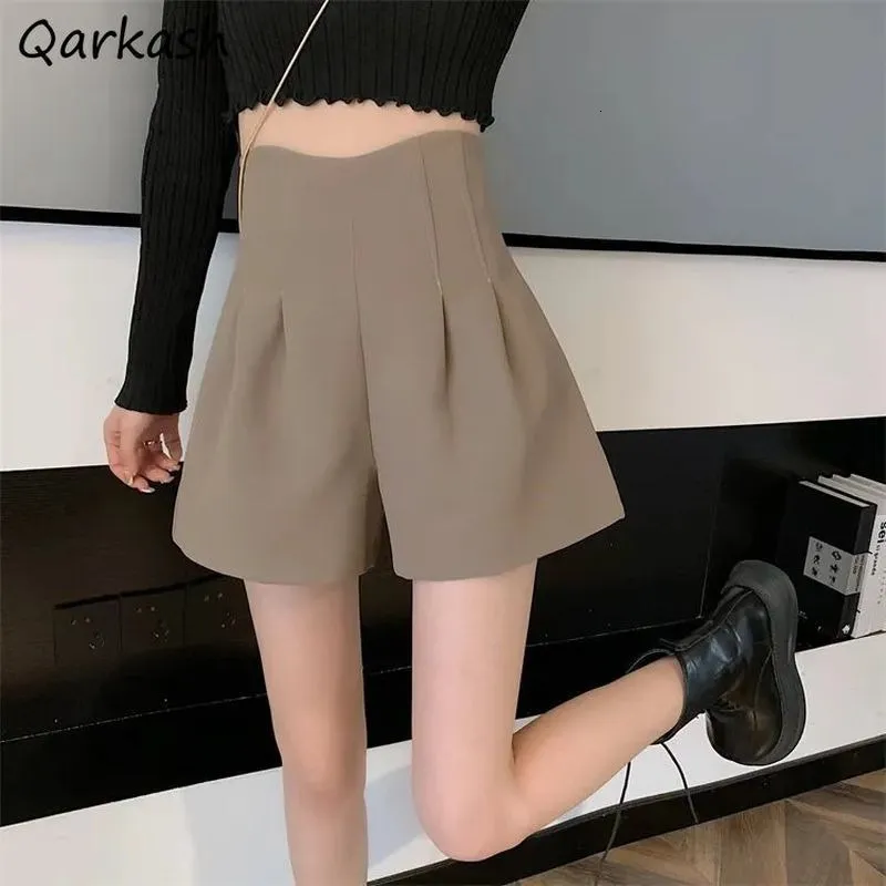 Shorts pour femmes Shorts Femmes Élégant Bureau Dame Simple Tempérament Collège Jambe Large Pantalon Court Solide Lâche Taille Haute Loisirs Streetwear BF 230512