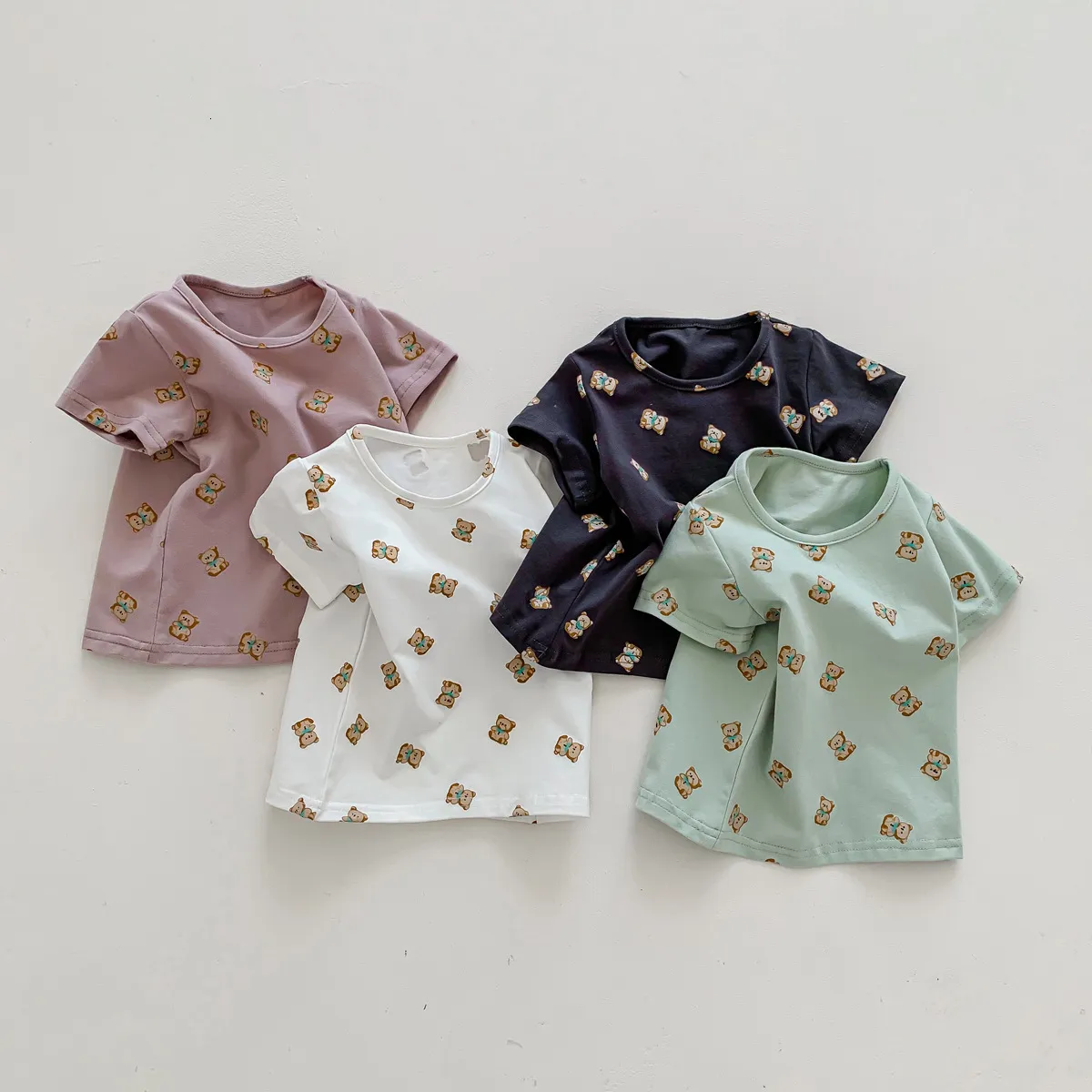 Пижама повседневная малышка для летней одежды набор футболки с коротким рукавом рожденные девочки хлопковые пижамы дети малыш мультфильм мягкий наряд 230511