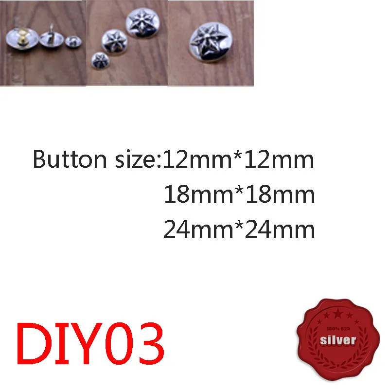 DIY03 Europa en Amerika S925 Sterling Silver Button Jeans Button Hip Hop Six Stars Fashion Jewellery Decoration Button Accessoires