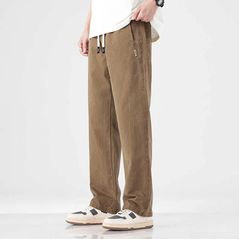 Pantalones de hombre Nuevos pantalones casuales sueltos de verano para hombre Caqui Tallas grandes AA230511