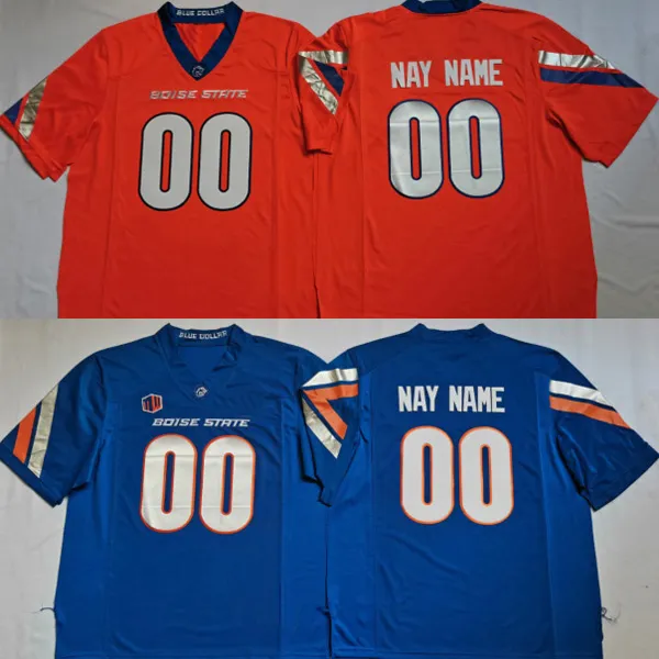 Maillots personnalisés Boise State personnaliser hommes collège blanc orange bleu drapeau américain mode taille adulte football américain porter maillot cousu