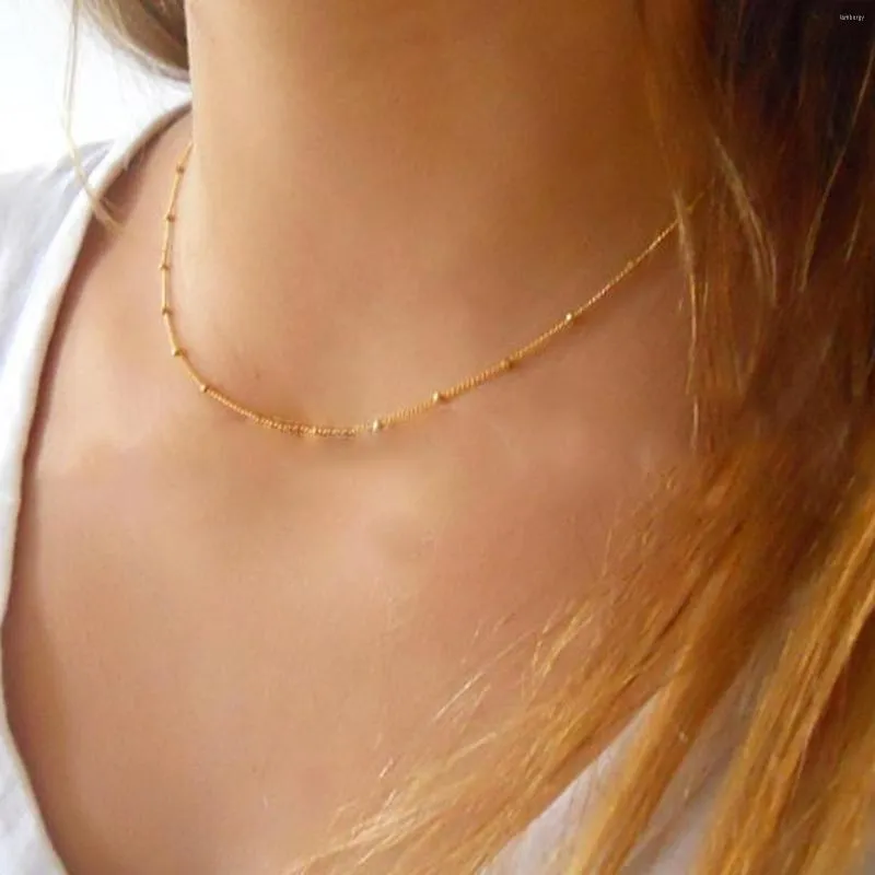 Choker koperen kralen Paperclip ketting ketting Laadstation voor modieuze sieraden Gift FS99