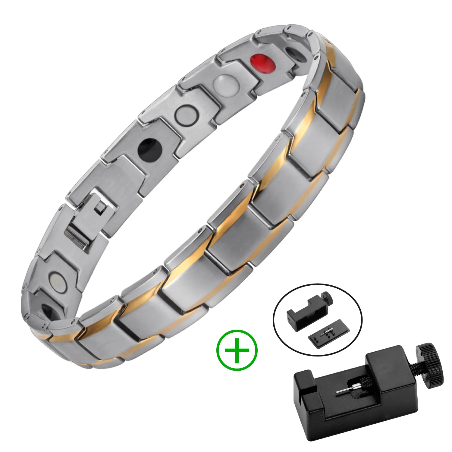 Hero Stainless Steel & Silicone Magnetic Bracelet Black & Rose Gold |  Clavis Magnetic