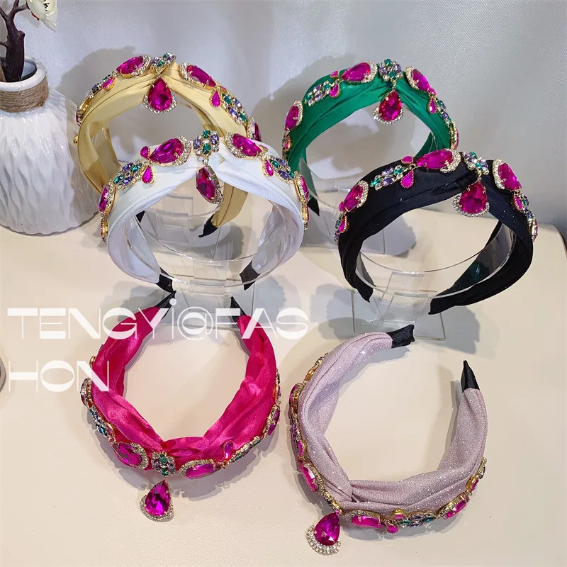Bandas de goma para el cabello Diademas de cristal de lujo para mujeres Bandas Accesorios de Corea Banda colorida de alta calidad Banda para la cabeza 230512