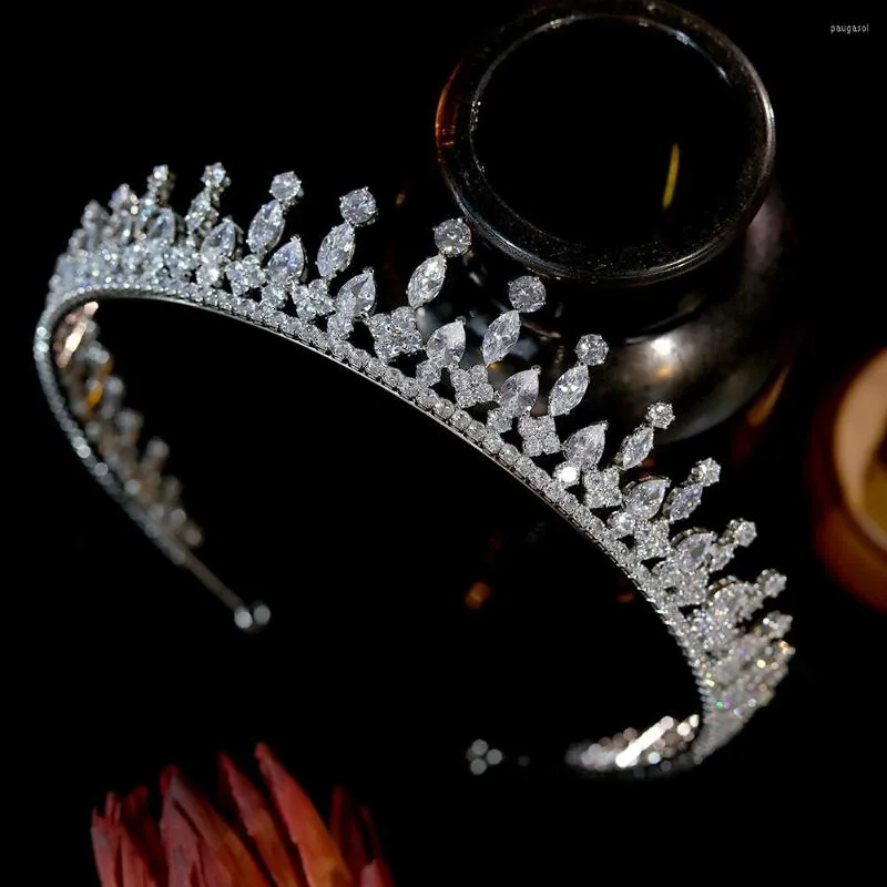 Pinces À Cheveux À La Mode Simple Couronne De Mariage Brillant Cristal Diadèmes Élégant Accessoires De Mariée Graduation Coiffe Zircon Diadema A01351