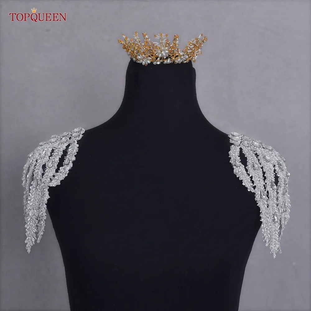 Other Fashion Accessories TOPQUEEN SP66 Apparel Applique Set Bead Patches Embellishment 3D Scrapbooking Sewing for Clothing Women Epaulettes 230512