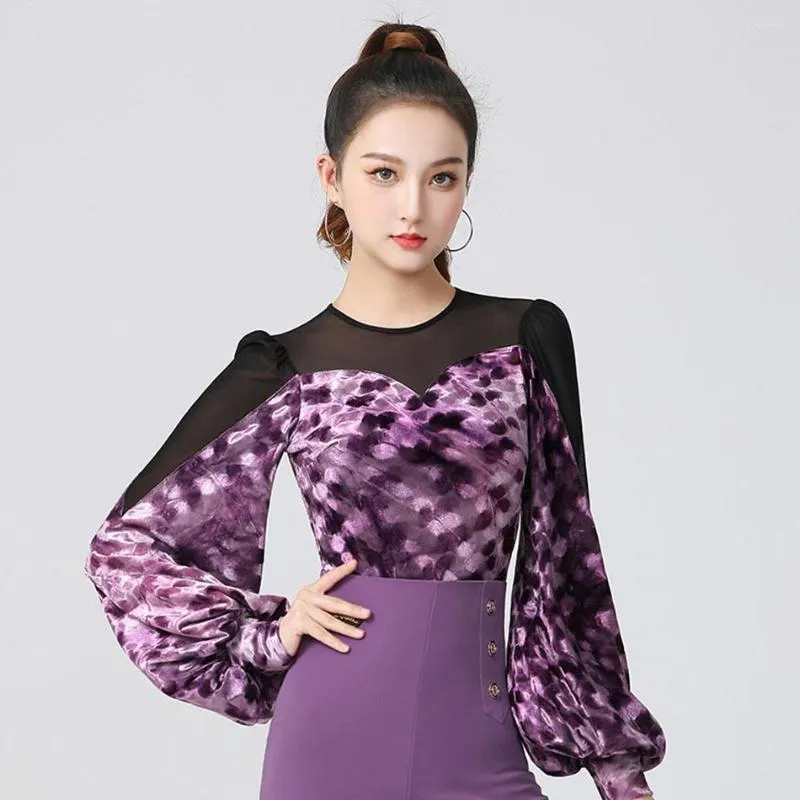 Stage Wear Long Sleeve Patchwork Design Vrouw Latin Dance Bodysuit For Women Dress Competition Ballroom Dancing Costume NY23 ZY82