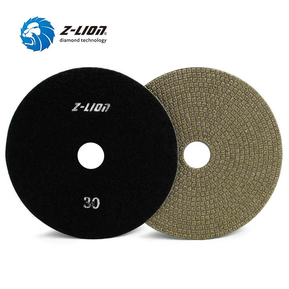 Polijstpads zlion 5 "roda de polimento de diamante galvanizado lixa de remoção agressiva para vidro concreto mármore granito polonês flexível