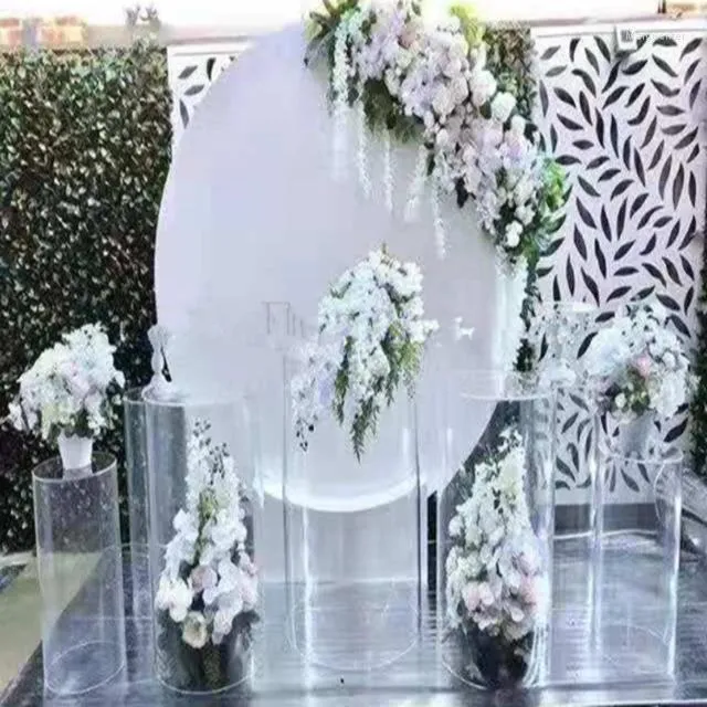Décoration de fête pas de grand cercle blanc) scène parfaite pour mariage mur fleur clair pilier support toile de fond Yudao244