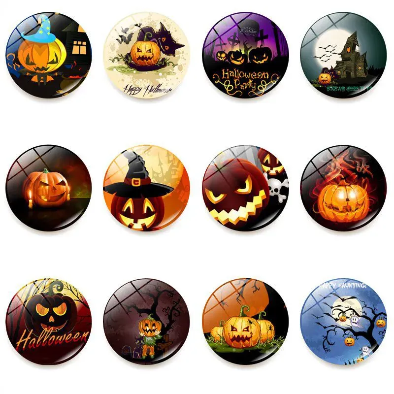 Spooky & Cute Halloween Fridge Magnets - 25mm Pumpkin Cartoon Magnetic ...