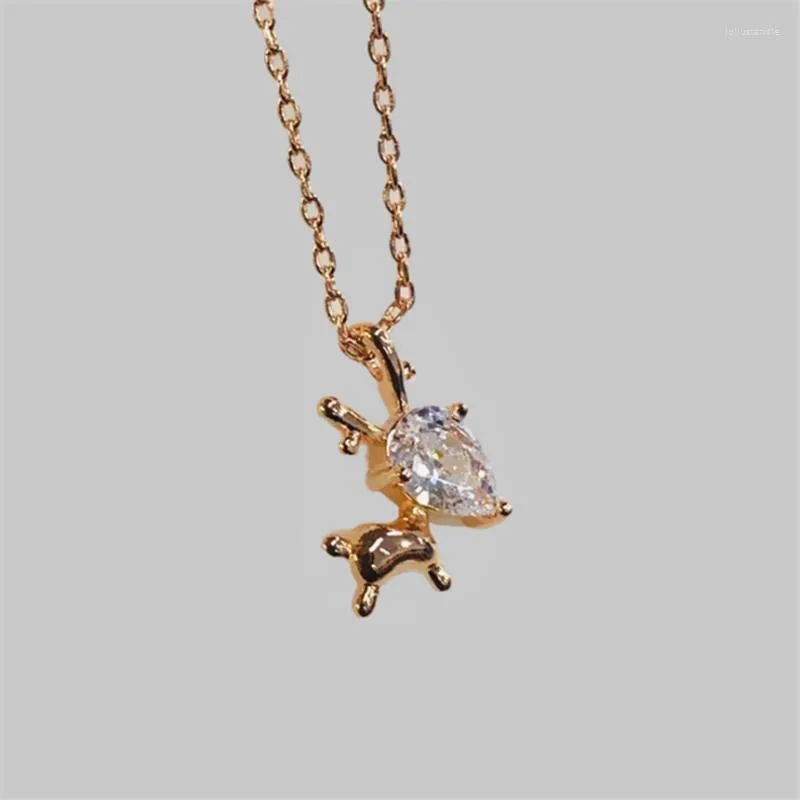 Pendentif colliers 2023 cadeau mignon Animal Elk bijoux pour femmes Rose doré cubique pierres déclaration collier dames