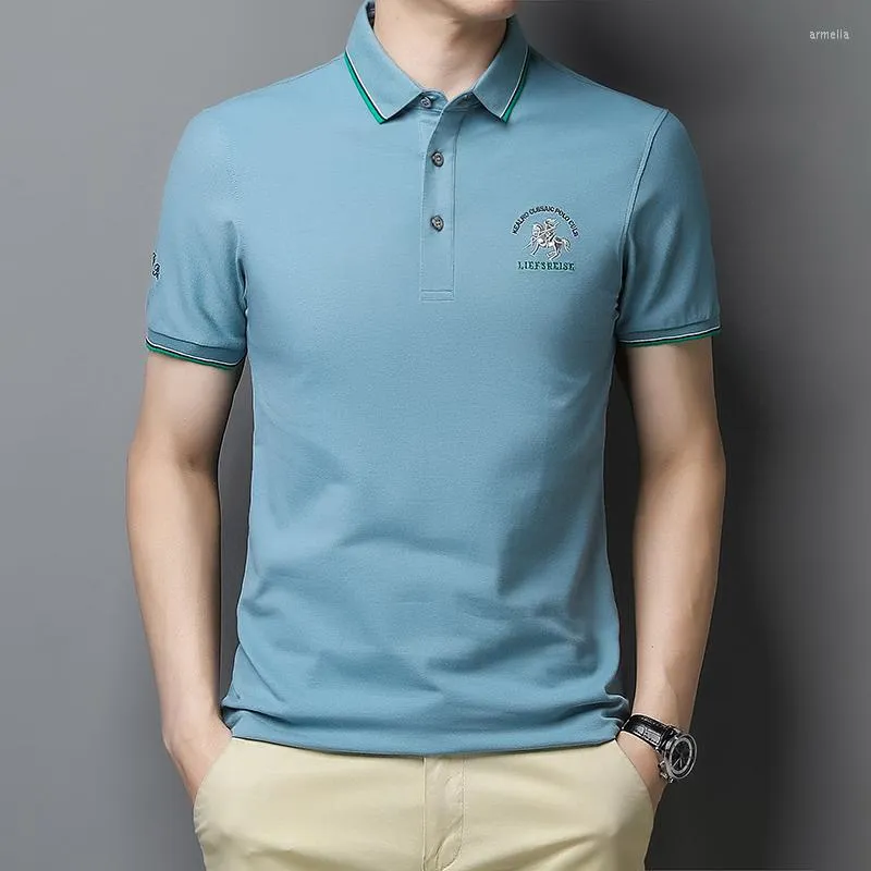 Mens Polos Summer Business Casual Polo Shirts Men 2023 Fashion