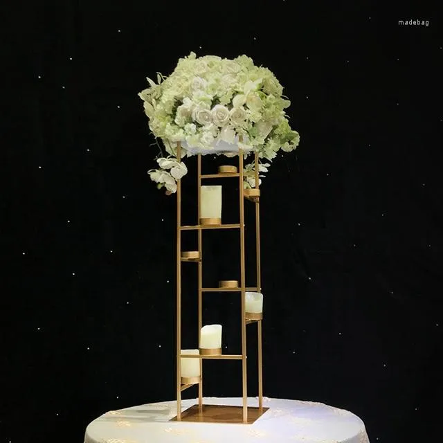 Décoration de fête 3 pièces) mariage or géométrique métal support de fleur centres de table de mariage pour Vase de Table 1763