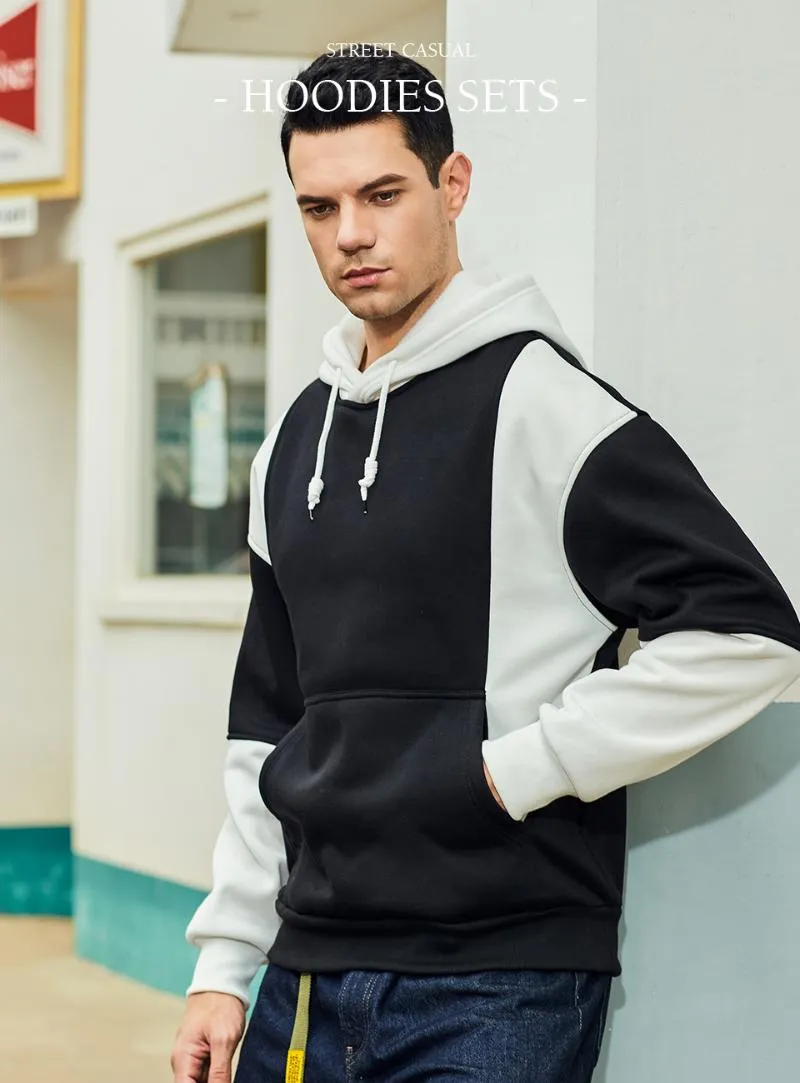 Color Matching Male Hoodies For Casual Sports Fashionable Youth