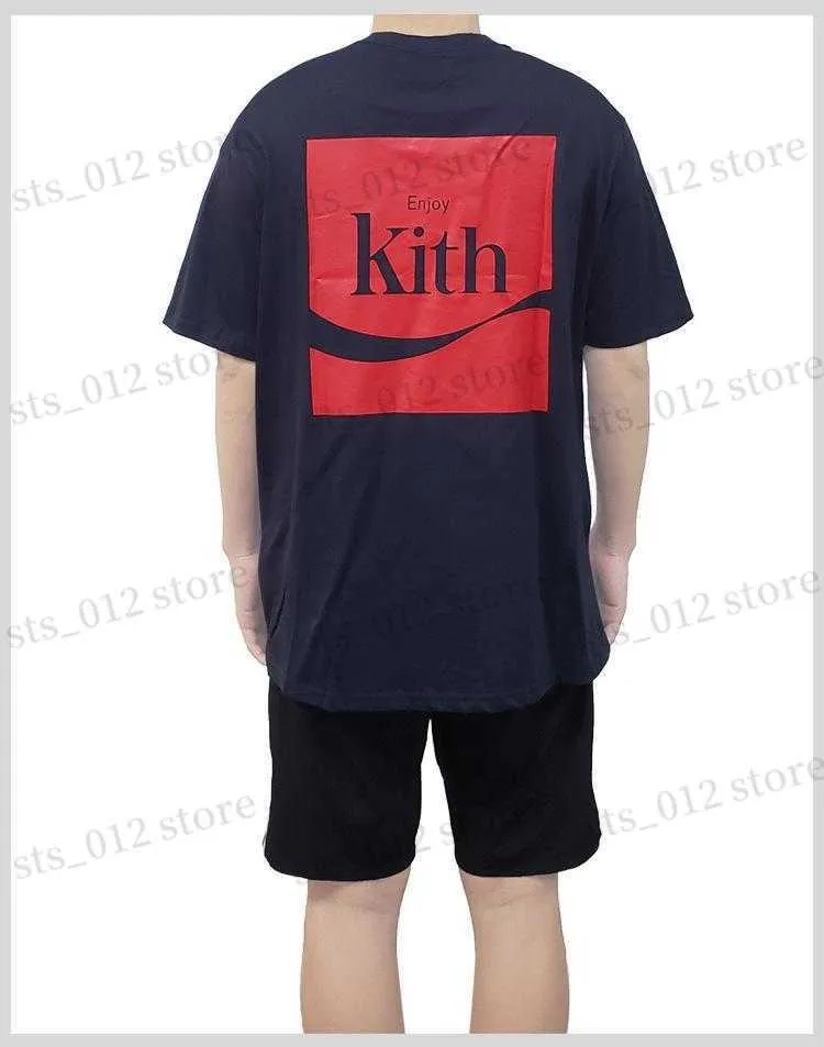 Men's T-Shirts 20SS Mens Designer Kith Color Enjoy Tee T Shirt Fashion Paris Men Women Couples Casual T Shirt Black White Stylist Shirts T230512