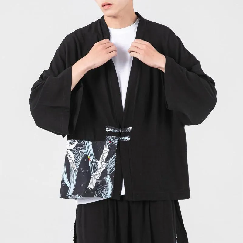 Etniska kläder kinesiska traditionella klänningar plus storlek toppar harajuku kimono kort hylsa skjorta jacka porslin hanfu cardigan män 5xl