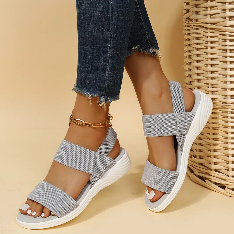 Sandal Summer Fashion 2023 Mesh Casual Fish Usta Sporty Latające rozmiar Fatoven Flat Buty Sandalias Mjer 230511