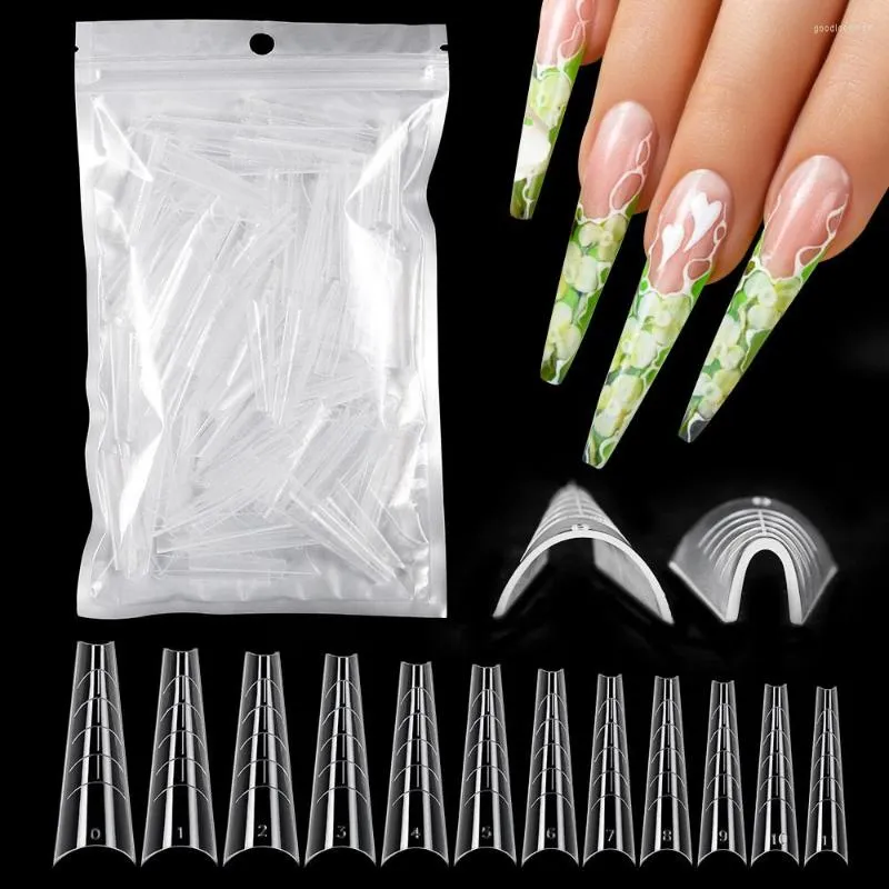 Valse nagels 120 stcs extensions mallen voor snelle gebouwgel nagel tips bovenste vormen Coffin Art Extend Tool