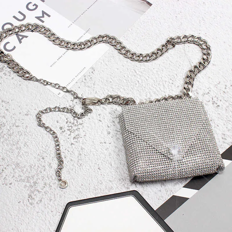 Silver rhinestone fanny pack hot sale