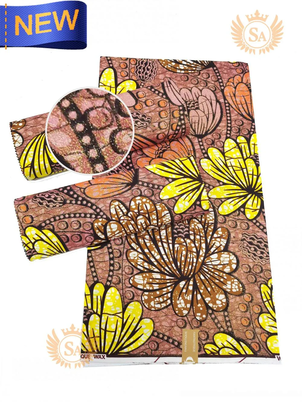 Tessuto New Grand African Wax Glitter Glam Tessuto di cotone Ankara Batik Materiale hollandais Pagne super cera per cucire abito da festa di nozze