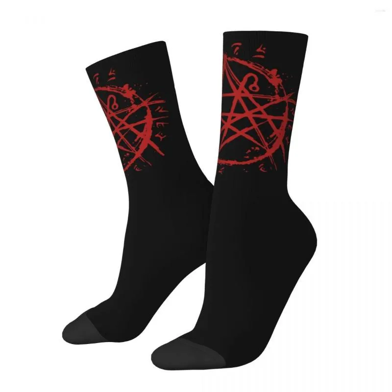 Meias masculinas homens masculinos harajuku necronomicon sigil lovecraft símbolo oculto meias poliéster esporte feminino de verão outono inverno