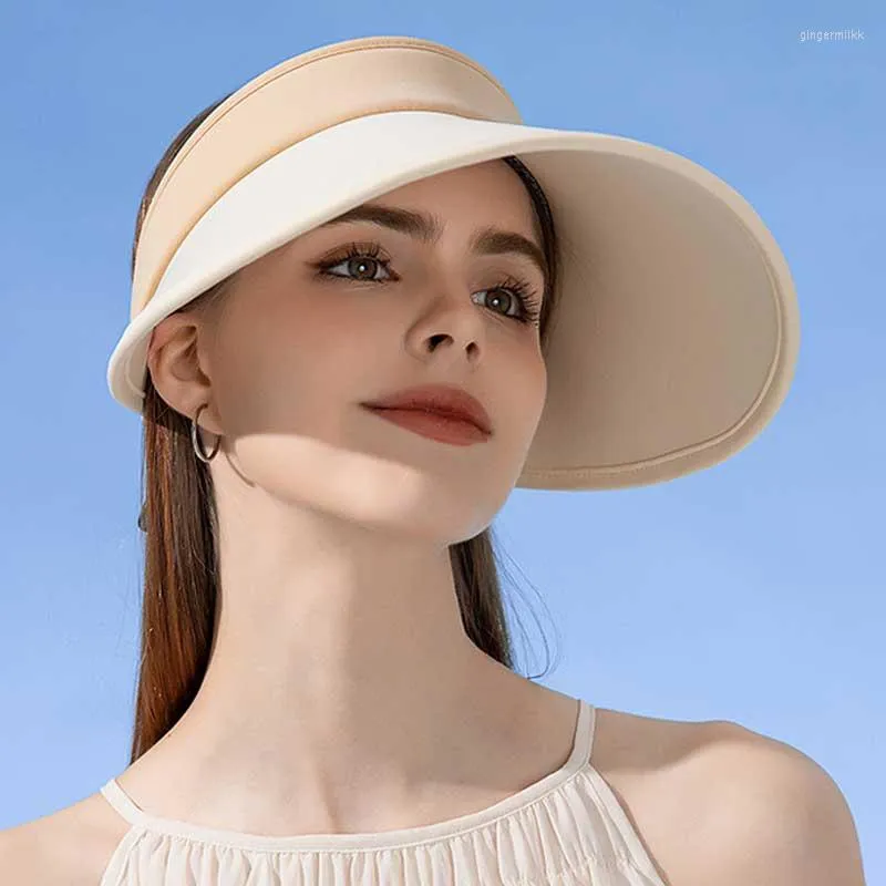 Foldable Wide Brim Korean Sun Visor Hat For Women 16cm Extended