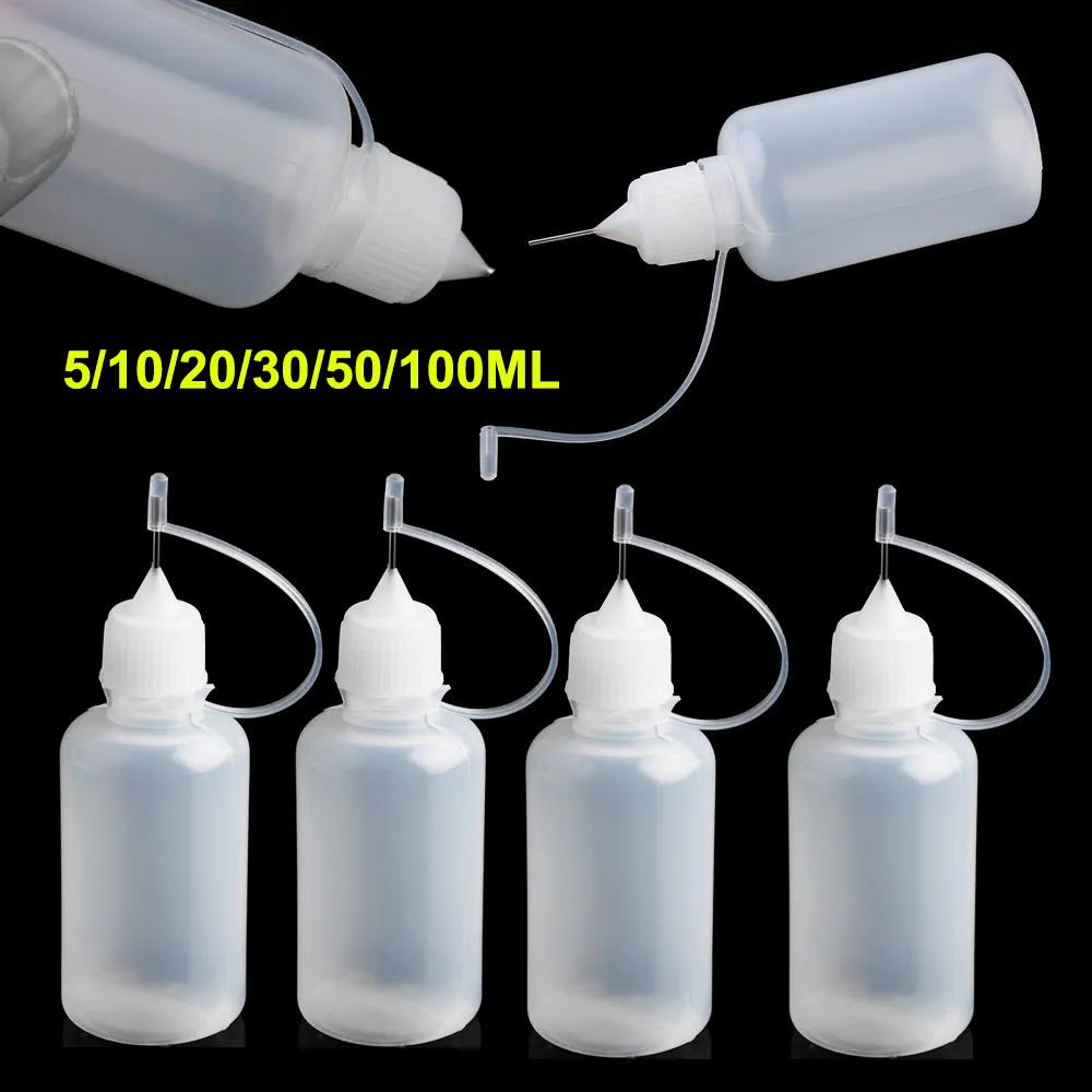 5/10/20/30/50/100 ML Punta Dell'ago Applicatore di Colla Bottiglia per Carta Quilling FAI DA TE Scrapbooking Mestiere di Carta Strumento