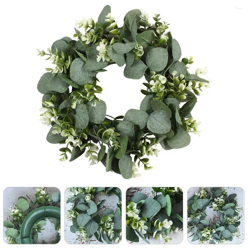 Flores decorativas Eucalipto galhos secos de boas -vindas Decoração de outono de porta de outono folhas de grinaldas Decorações penduradas Garland