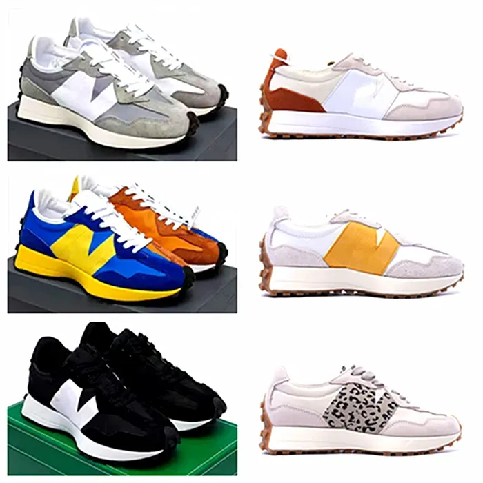 Ny N 327 Kvinnor Sport Running Shoes Fashion Grey Sea Salt Designer Skor utomhus andningsbara tränare Sneakers Black White Men Casual Walking Jogging Shoe