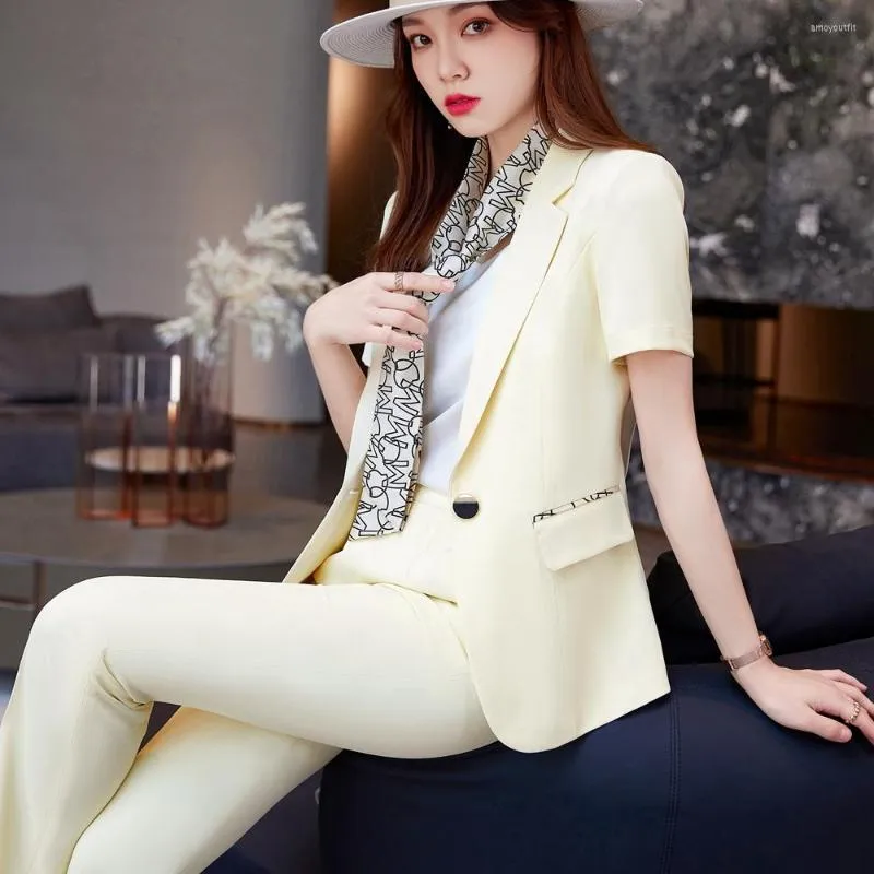 Pantalon deux pièces pour femmes 2023 version coréenne de costumes formels pour femmes printemps et été affaires petit bureau femme commis salopette