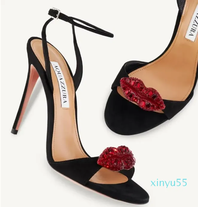 Sandals Shoes Lip-shaped High Heels Suede Leather Black Red Party Dress Evening edits Funny Pumps EU35-42