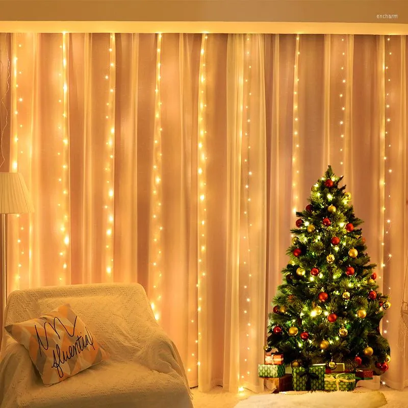 Weihnachtsdekorationen, LED-Vorhang, Eiszapfen-Lichterkette, 3 x 3 m, EU-Dekoration, 2023, Girlandenjahr, Navidad, Ornamente, Heimdekoration